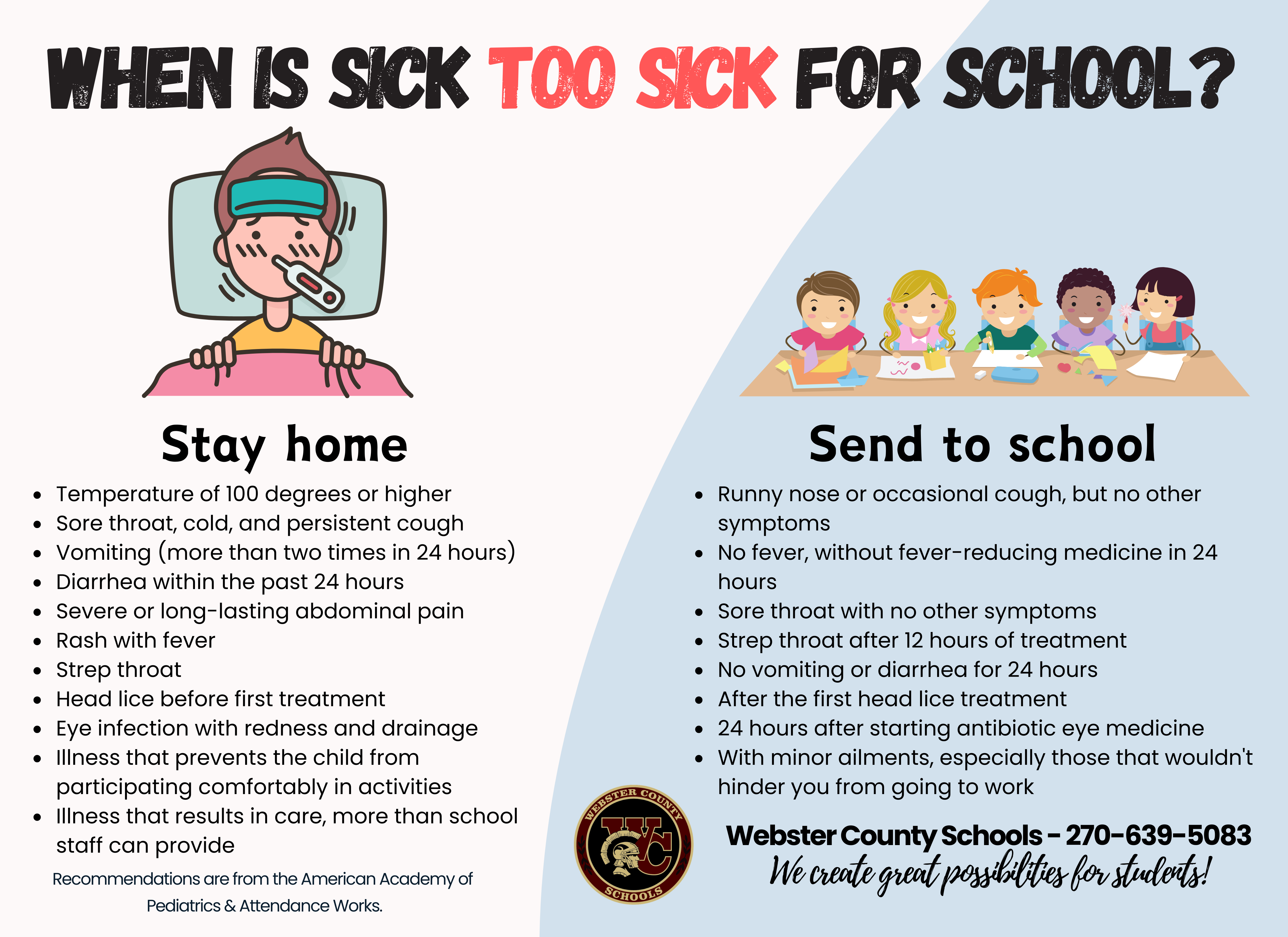 too sick guidelines for school